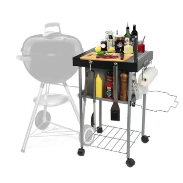 Imagem de Prateleira de mesa de grelha de 45 cm para churrasqueiras Weber de 55 cm, Master Touch e churrasqueira a carvão original, acessórios para churrasqueira Weber, prateleira de mesa de churrasco de aço ao