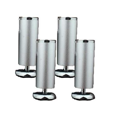 Imagem de Pernas de móveis Pernas de mesa de metal Pés de liga de alumínio Pés redondos de substituição para móveis Pernas de sofá Pernas de mesa Pernas de armários de cama 4 peças (prata) (25 cm)