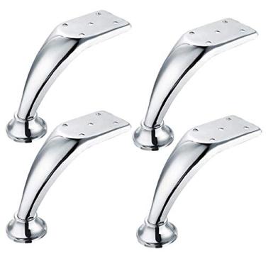 Imagem de Pernas de móveis de metal, pernas de sofá, pés de móveis, pés de aço inoxidável, peças sobressalentes para móveis, pernas radianas, sofá, pernas, mesa, mesa, armários para cama, armários, 4 peças
