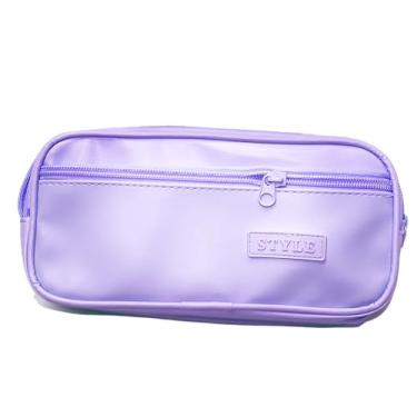 Imagem de Estojo Escolar VMP em PVC Lilas – Compartimento Duplo com Ziper Reforçado para Canetas, Lápis e Acessórios Escolares.