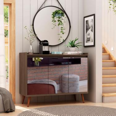 Imagem de Buffet Aparador Retrô Com Espelho Clássico 3 Portas Malbec - Moveisaqui