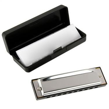 Imagem de Gaita prateada com 10 furos C Key Harmonicas Instrumento musical com caixa