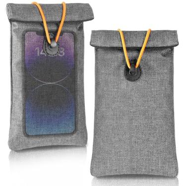 Imagem de Hillban Pacote com 2 bolsas Faraday para telefones cinza com bloqueio de sinal antifurto gaiola Faraday com bloqueio de sinal de camada dupla para proteção