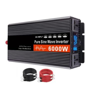 Imagem de AISINILALAO 6000W 12V/24V/48V Puro inversor de onda sinusoidal DC 72V para 220V AC inversor de energia do carro com exibição LED, 2 tomadas para RV, acampamento, caminhão e casa,12v to 110v