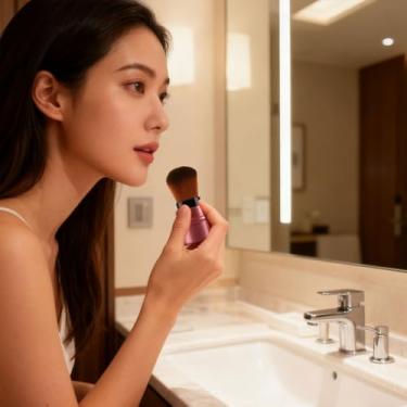 Imagem de 1 pincel de maquiagem retrátil, pincel portátil de base de viagem com capa, ferramentas de beleza adequado para todos os rostos, maquiagem e base, incluindo líquido, creme e maquiagem em pó. (vermelho