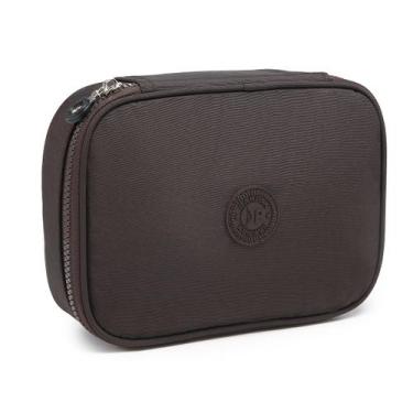 Imagem de Estojo Box Organizador Divisórias Escolar Infantil Juvenil Cor:Marrom 