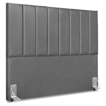 Imagem de Cabeceira Casal 140 Cm Com Frame Dalia Corino Cinza Artte Cinza