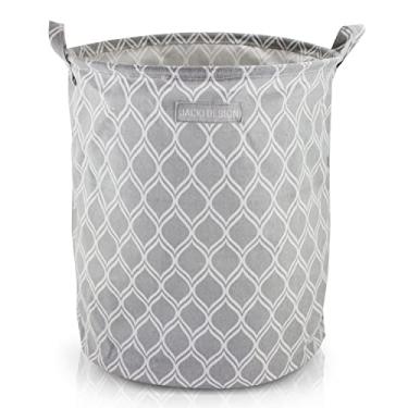 Imagem de Cesto Organizador Multiuso Tecido Redondo Dobravel Roupa Cor:Cinza 2