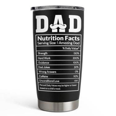 Imagem de SANJEST Dad Tumbler Gifts for Dad from Daughter, Son - Dad Nutrition Facts 590 ml Caneca de viagem de café isolada de aço inoxidável Natal, Aniversário, Presente de Dia dos Pais - Conjunto de copo térmico com tampa e canudo