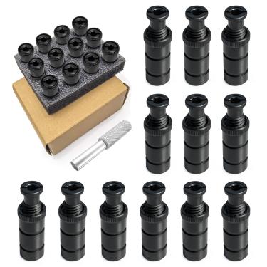 Imagem de LASYEND Pacote com 12 âncoras de cobertura de piscina atualizadas com parafusos de cabeça e ferramenta de tamponamento de alumínio - Plástico reforçado com fibra de vidro, resistente à corrosão