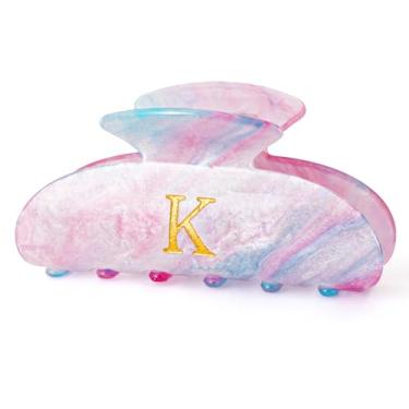 Imagem de Fycert Presentes de Natal para meninas adolescentes | Grampos de cabelo com inicial de garra | Garras de cabelo personalizadas | 8 9 10 11 12 13 14 15 16 anos presente moderno coisas - lavanda, K