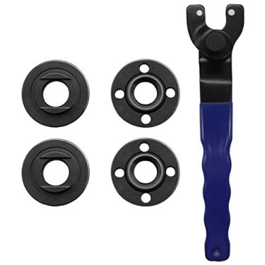 Imagem de Seamaka Chave de moedor universal ajustável com 4 peças de porca de eixo moedor 5/8-11, chave de porca de trava para moedores O-K-023-LM de 12,7 cm e 17,8 cm