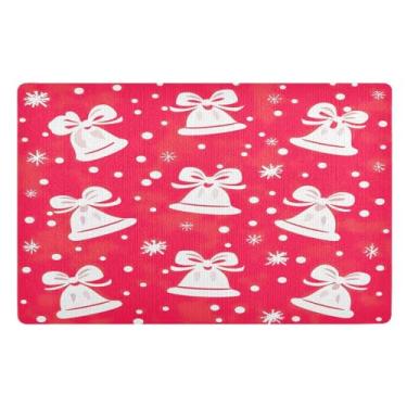 Imagem de STAYTOP Tapete de porta de sino de Natal para entrada externa 81 x 50 cm, tapete de boas-vindas ao ar livre/interno, tapetes de banho fofos, capacho frontal antiderrapante para entrada, pátio, áreas