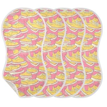 Imagem de STAYTOP 4 peças de sapatos coloridos de desenhos animados panos de arroto para bebês meninos meninas e toalha de recém-nascido, panos grandes absorventes para arrotar
