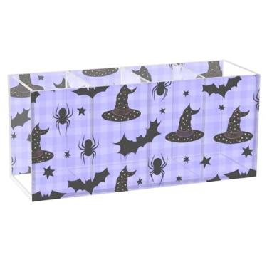 Imagem de Burbuja Porta-canetas de acrílico com estrelas de bruxa, 4 compartimentos, suporte de lápis transparente para pincéis de maquiagem, acessórios de mesa de escritório em casa