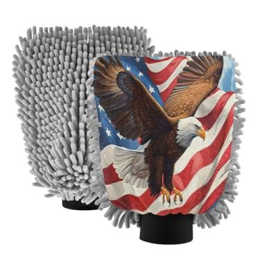 Imagem de STAYTOP Luvas de lavagem de carro American Eagle, 2 peças, luvas de microfibra de chenille, sem arranhões, panos de esponja de lavagem ultra absorventes para carros, limpeza doméstica - M