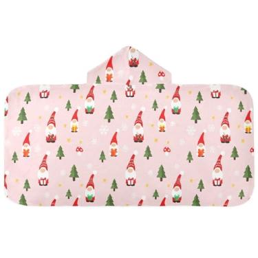 Imagem de Burbuja Toalha de banho com capuz de laço rosa para crianças, toalha de praia de pelúcia macia absorvente para chá de meninas e meninos 3-10 anos, 61 x 127 cm