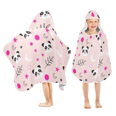 Imagem de Burbuja Toalha de banho com capuz de rosto de panda fofa para crianças, toalha de praia de pelúcia macia absorvente para meninas e meninos 3-10 anos, 61 x 127 cm