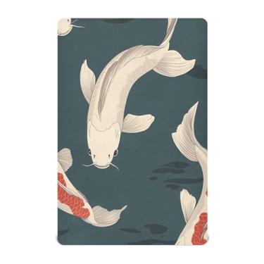 Imagem de Burbuja Lençol de berço de peixe japonês para meninos e meninas, lençol com elástico 71 x 132 cm para colchões de berço padrão e infantil, macio e respirável