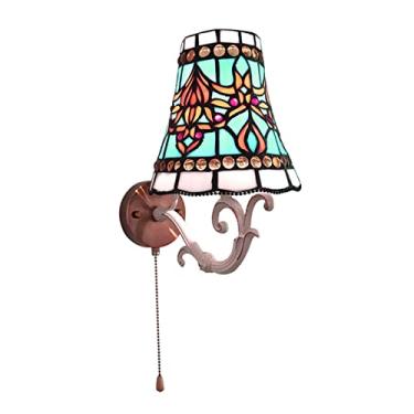 Imagem de Arandela de parede barroca com corrente, estilo Tiffany, vitral artístico, luminária de parede vintage decorativa para quarto, corredor, escada, E27,B