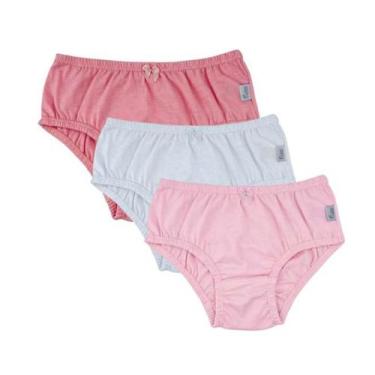 Imagem de Kit 3 Calcinhas Infantil Meia Malha 100% Algodão Luna 0361, 6, Rosa