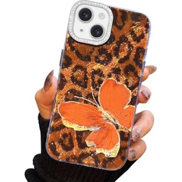 Imagem de I-MGAE-IN-AR Capa compacta para iPhone 15 Plus com design de borboleta, moldura de proteção de lente de câmera de diamante 3D, capa protetora de TPU macia e macia à prova de choque para mulheres