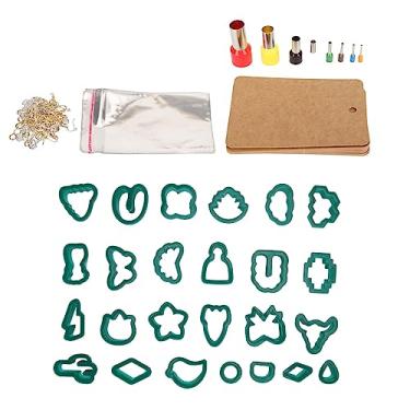 Imagem de aqxreight 193 Peças Cortadores de Brinco de Argila de Polímero DIY 25 Formatos Cortadores de Argila para Chaveiros Colares Laranja Pode Os Brincos de e Cortador de Ferramentas de DIY a O de de Polímero de (Verde Escuro)
