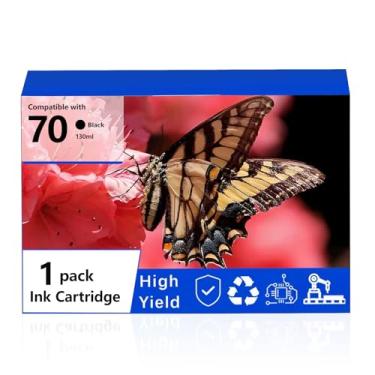 Imagem de MAGIC MOTO Cartucho de tinta compatível com reposição de pigmento para HP 70 C9448A 135 ml Designjet de alto rendimento Z2100 Z3100 Z3100PS Z3200 Z3200PS Z5200 Z5400 (1 pacote fosco preto)