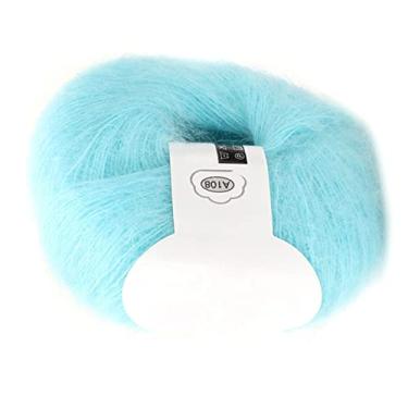 Imagem de GLOGLOW Fio de lã angorá, Fio de tricô Mohair Macio e Quente para Cachecóis e Suéteres, 30% Mohair 50% Fibra, Adequado para Todas As Idades (07 água azul)