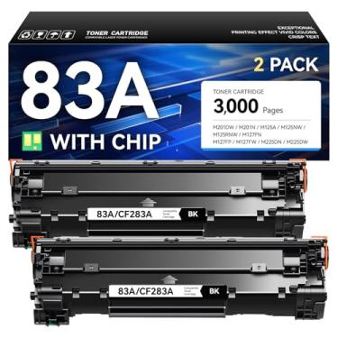 Imagem de Cartucho de toner preto 83A pacote com 2 unidades de substituição de alto rendimento para HP 83A CF283A compatível com LaserJet Pro MFP M125a M125nw M125rnw M127fn M127fp M127fw M127fs M201dw M201n