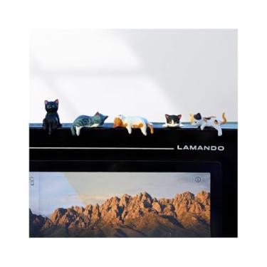 Imagem de FALVFUN Lindo enfeite de gato de mini carro, 5 peças engraçadas de espelho retrovisor e painel de veículos, acessórios de decoração de interiores automotivos, universal para caminhão SUV Sedan