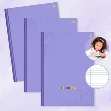 Imagem de Kit 3un Caderno Brochura Tons Pasteis Rosa ou Lilás Capa Dura Grande c