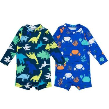 Imagem de Kit 2 Macaquinhos Praia Com Proteção Uv Infantil Verão - Fofotinhos, S