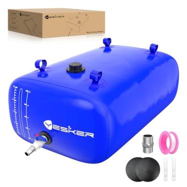 Imagem de Yesker Bexiga portátil de armazenamento de água de 150 litros – Tanque de bexiga de água dobrável de PVC 1000D resistente com torneira de PVC de 9,5 mm para jardim, acampamento e uso de emergência