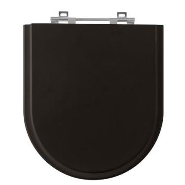 Imagem de Assento Sanitário Nexo Preto Tampa para Vaso Roca de Madeira Laqueada 
