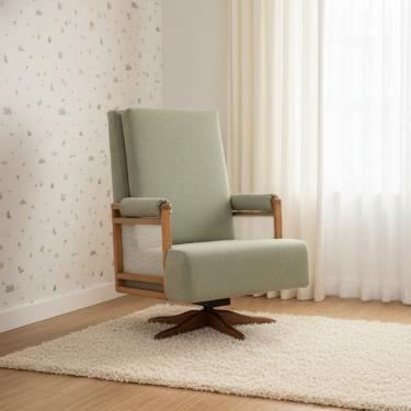 Imagem de Poltrona de Amamentação Giratória e Balanço Mila Verde