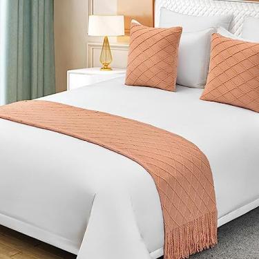 Imagem de Cama Runner Cachecol Leve Luxo Hotel Cama Cauda Toalha Cobertor Tricotado com Borla Cor Sólida Tecido Sofás Camas Corredores Capa Hotel Casa Decoração Roupa de Cama Lenço Rosa||45 * 45 cm Fronha * 1
