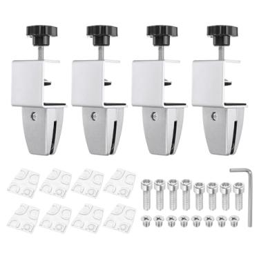 Imagem de PATIKIL 4 peças de clipes de divisória ajustáveis de 1/20.3 cm a 1/5.1 cm, grampos de suporte de proteção contra espirros de alumínio, clipes divisores de mesa para lojas de escritórios, painel de