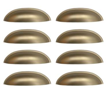 Imagem de Puxador Concha Dourado para Móveis, Estilo Vintage, 8.5 cm x 2.3 cm, 8 Peças com Parafusos Inclusos