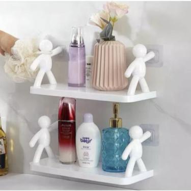 Imagem de Prateleira Multiuso Com Adesivo Parede Boneco Branco 25,5cm - JW SHOP