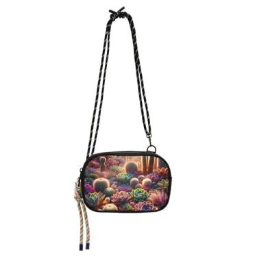 Imagem de TSENQUE Succulents Cactus floral pequena bolsa transversal para mulheres bolsas carteira celular bolsa pochete sobre ombro bolsas viagem