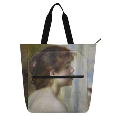 Imagem de GAIGEO Auguste Renoir Estampas Bolsas de Trabalho para Mulheres Jovem Lona Lona Praia, Escola, Bolsa de Professores com Compartimentos