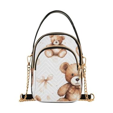 Imagem de GAIGEO Bolsa de ombro Donuts multicores, tiracolo com alça removível, bolsas transversais modernas para mulheres, Ursinhos de pelúcia marrom e branco - 2, One Size