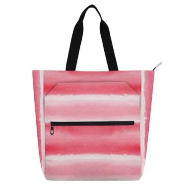 Imagem de GAIGEO Bolsas de trabalho horizontais em aquarela rosa para mulheres, bolsa de lona, praia, livros, zíper, presente para professores, bolsas para amantes de livros