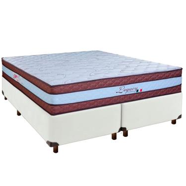 Imagem de Cama Box Branco Queen + Colchão Molas Ensacadas Legaccy Paropas