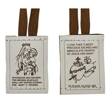 Imagem de VGI Escapulário marrom econômico católico (cordão de tecido plano), Medium, tecido