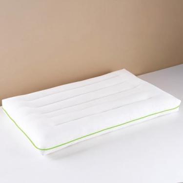 Imagem de Travesseiros planos finos para dormir tamanho padrão, travesseiro de cama alto fino de 8,8 cm para dormir de barriga nas costas, enchimento alternativo, hipoalergênico, branco