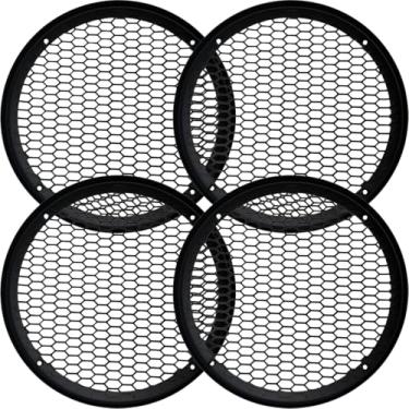 Imagem de Bass Rockers Capa de grade protetora de malha de colmeia resistente de 16,5 cm, ajuste universal para alto-falantes de porta de áudio de carro de 16,5 cm e caixas personalizadas, preto fosco, suporte