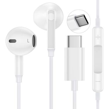 Imagem de Fones de ouvido USB C com fio com microfone, USB C, cabo tipo C, fones de ouvido tipo C, plugue para iPhone 17 Pro Max/17 Air/16e/16 Pro Max/16 Plus, Google Pixel 10 9 Pro XL, Samsung A16/A56/S25/S24