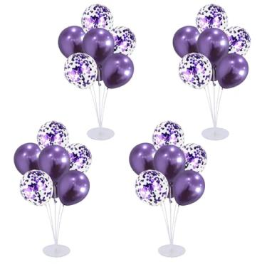 Imagem de 4 Set Balloon Stand Kit for Table Centerpieces With Balloon and Base Party Decorations for Birthday Wedding Retirement Graduation Baby Shower (Purple)